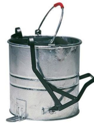 Picture of GALVANISED MOP BUCKET WITH STEEL ROLLER 10LTR WITH FOOT OPERATED WRINGER