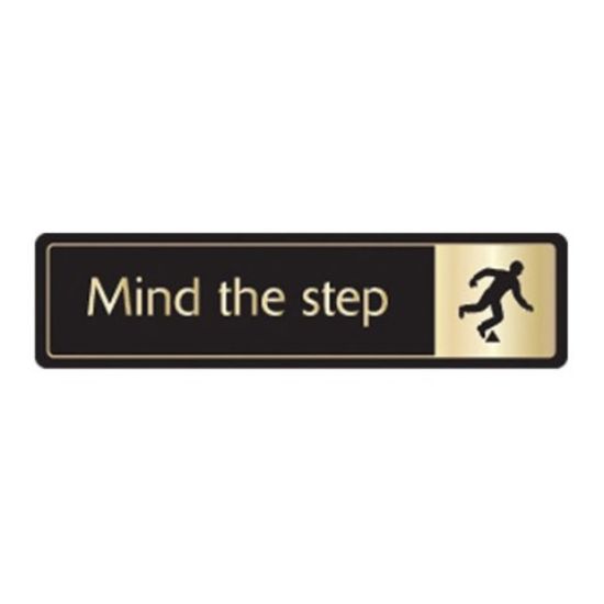 Picture of MIND THE STEP DOORSIGN S/A 43X178MM BLACK & GOLD