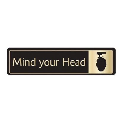 Picture of MIND YOUR HEAD DOORSIGN S/A 43x178MM BLACK & GOLD