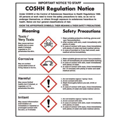 Picture of COSHH REGULATIONS NOTICE 350X270MM  