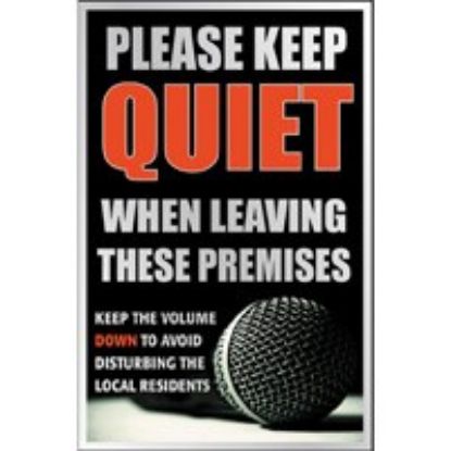 Picture of PLEASE LEAVE THE PREMISES QUIETLY 260X170MM SILVER/BLACK