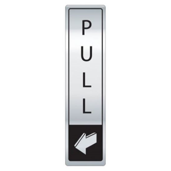 Picture of PULL DOOR SIGN SELF ADHESIVE 43X178MM BLACK & SILVER