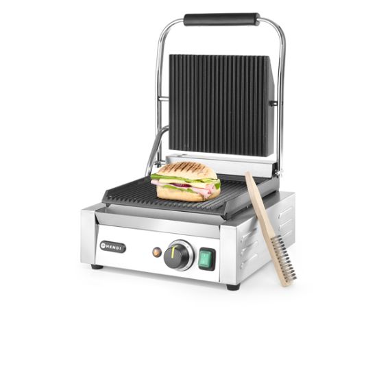 Picture of HENDI SINGLE CONTACT GRILL RIBBED TOP AND BOTTOM WITH ONE YEAR WARRANTY