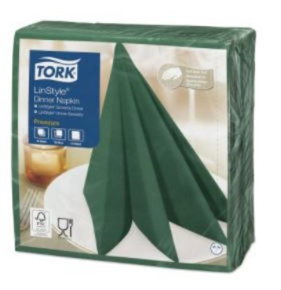 Picture of TORK LINSTYLE DINNER NAPKIN 4 FOLD 39CM MOUNTAIN PINE (600)