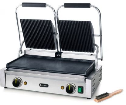 Picture of HENDI DOUBLE CONTACT GRILL RIBBED TOP GLAT BOTTOM  57x37x21CM