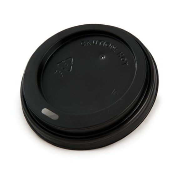 Picture of *DISCONTINUED*  PACK OF 100 RECYCLABLE SIP THRU HOT CUP LID 12/16OZ BLACK *S