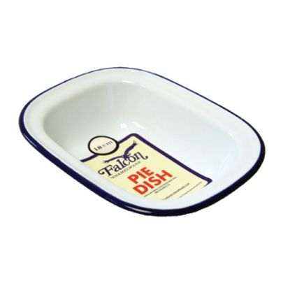 Picture of FALCON OBLONG ENAMEL PIE DISH TRADITIONAL 20CM WHITE