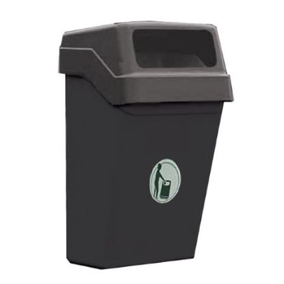 Picture of TRIMLINE HOODED 30L BLACK BIN C/W BRACKETS & LINER METAL