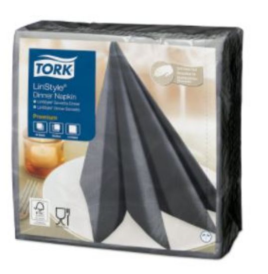 Picture of TORK LINSTYLE DINNER NAPKIN 4 FOLD 39CM ANTHRACITE  (600)