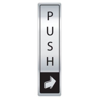 Picture of PUSH DOOR SIGN S/A 43X178MM BLACK & SILVER