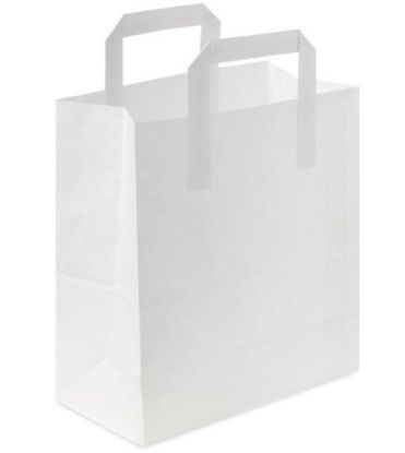 Picture of WHITE HANDLED PAPER CARRIER BAG LARGE  10x15.5x12"  (250)