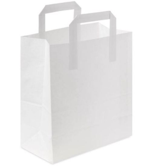 Picture of WHITE HANDLED PAPER CARRIER BAG SMALL  7x10x8.5"  (250)