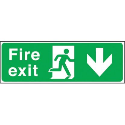 Picture of FIRE EXIT MAN RUNNING ARROW DOWN RIGID 150X450MM