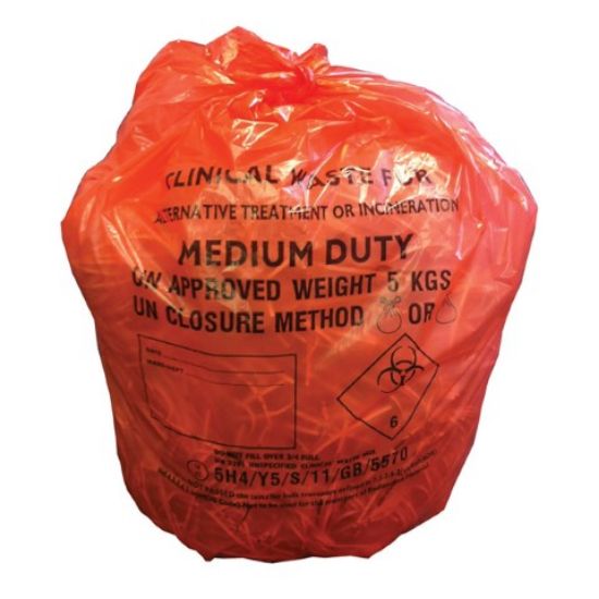 Picture of CLINICAL WASTE SACK 3KG 26X17X11" ORANGE (PACK OF 50)