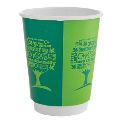 Picture of CASE OF (500) VEGWARE GREEN TREE DOUBLE WALL HOT CUP 12OZ