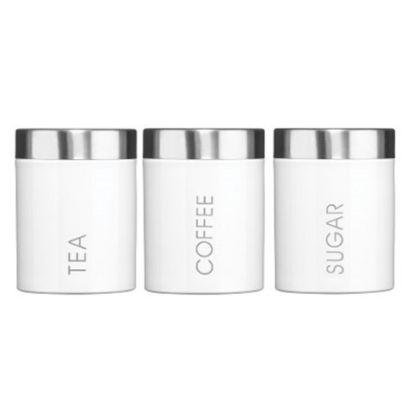 Picture of ENAMEL CANISTER SET WHITE WITH S/S LID (TEACOFFEESUGAR)