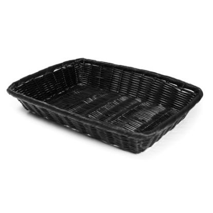 Picture of BASKET RECTANGULAR POLY RATTAN 25X15X7CM BLACK