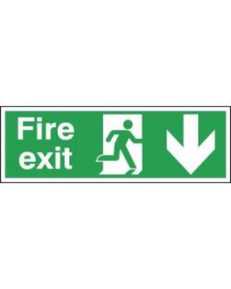 Picture of FIRE EXIT SIGN WITH RUNNING MAN & ARROW DOWN 150X450MM